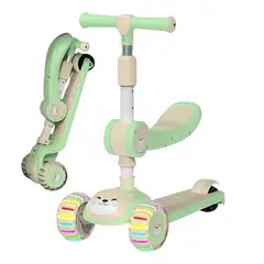 GENERICO - Scooter Plegable Monopatin Ajustable Con Luces Led Color Verde claro