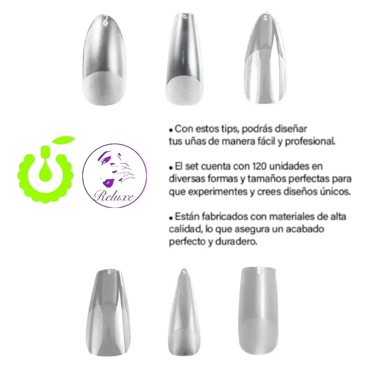 GENERICO - Tips Soft Gel Almendra Corto 120 pcs
