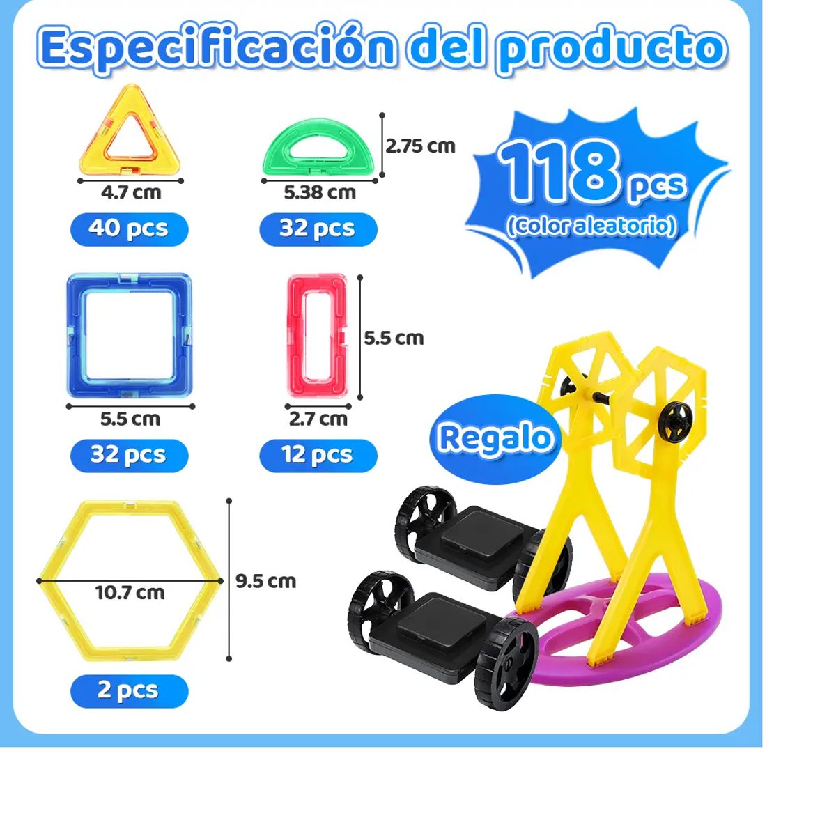 GENERICO - Bloques Magnéticos Para Construir 118 Piezas