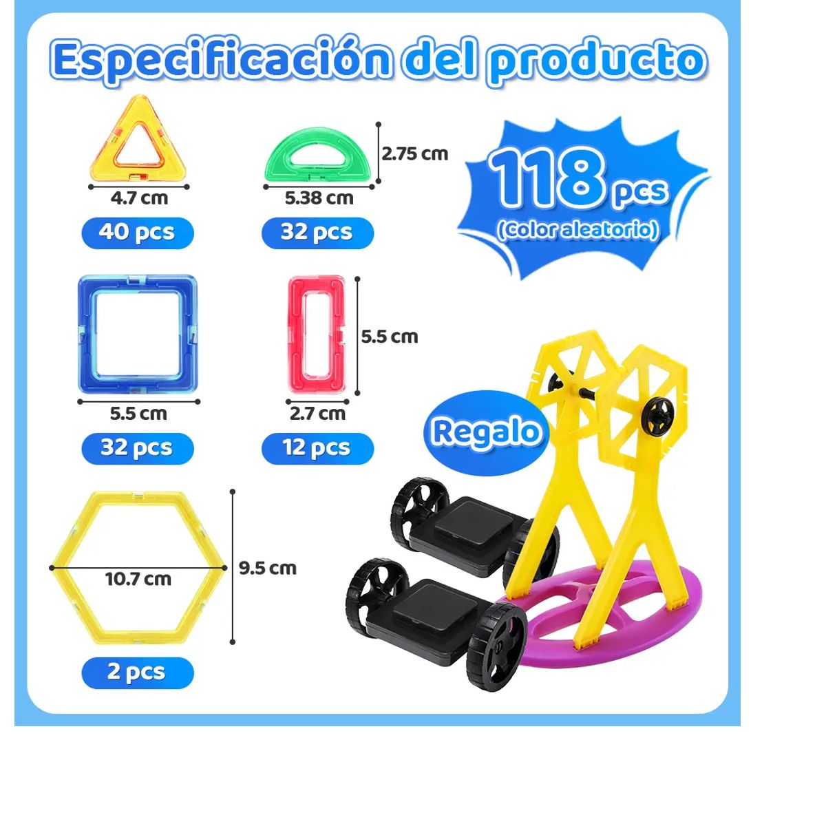 GENERICO - Bloques Magnéticos Para Construir 118 Piezas
