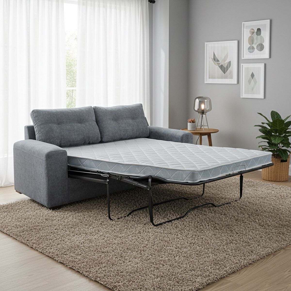 MONS - Sofá Cama 3 Cuerpos Mónaco Gris Medio