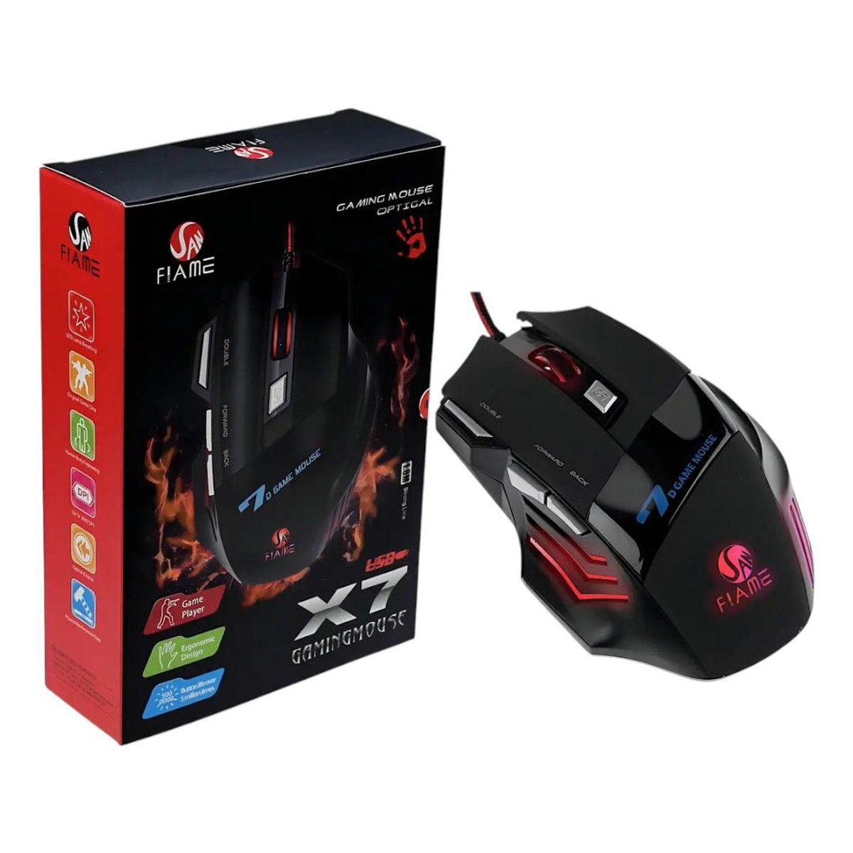 GENERICO - Mouse Usb Optico Gamer Retroiluminado 7 Botones