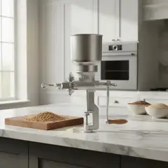 MP - Molino Moledor Manual Metálico Cereales Maiz Granos color plateado madera