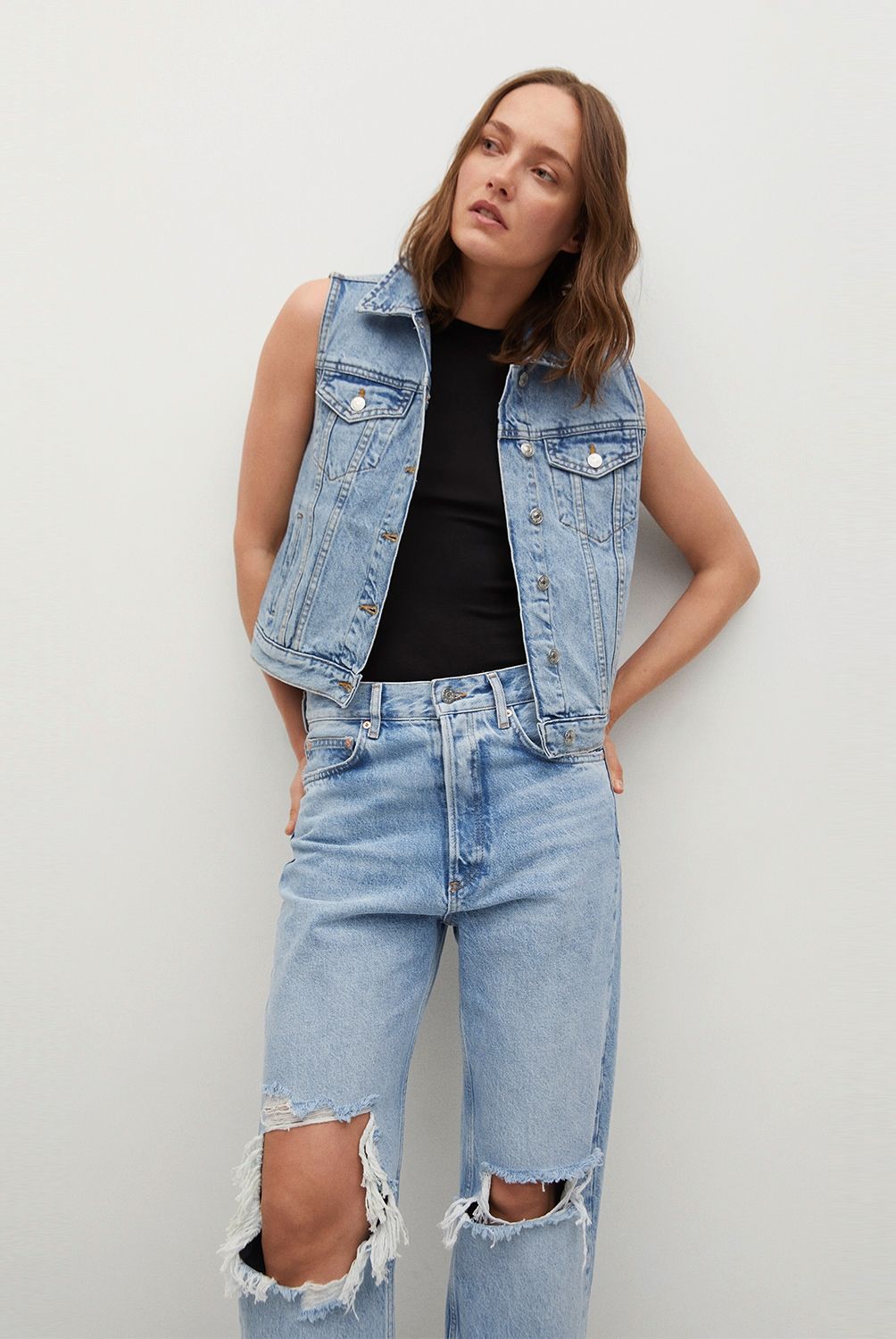 MANGO - Chaqueta Denim Algodón Vicky Mujer