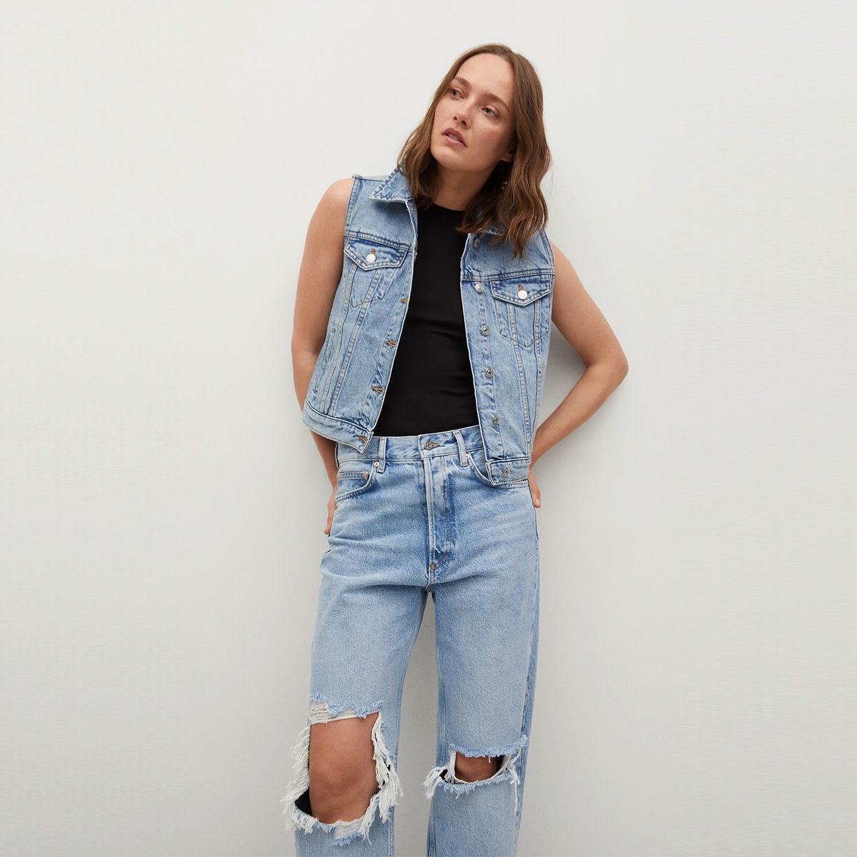 MANGO - Chaqueta Denim Algodón Vicky Mujer