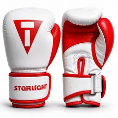 GENERICO - Guantes de Boxeo ProfesionaL STARLIGHT 14 OZ BLANCO ROJO