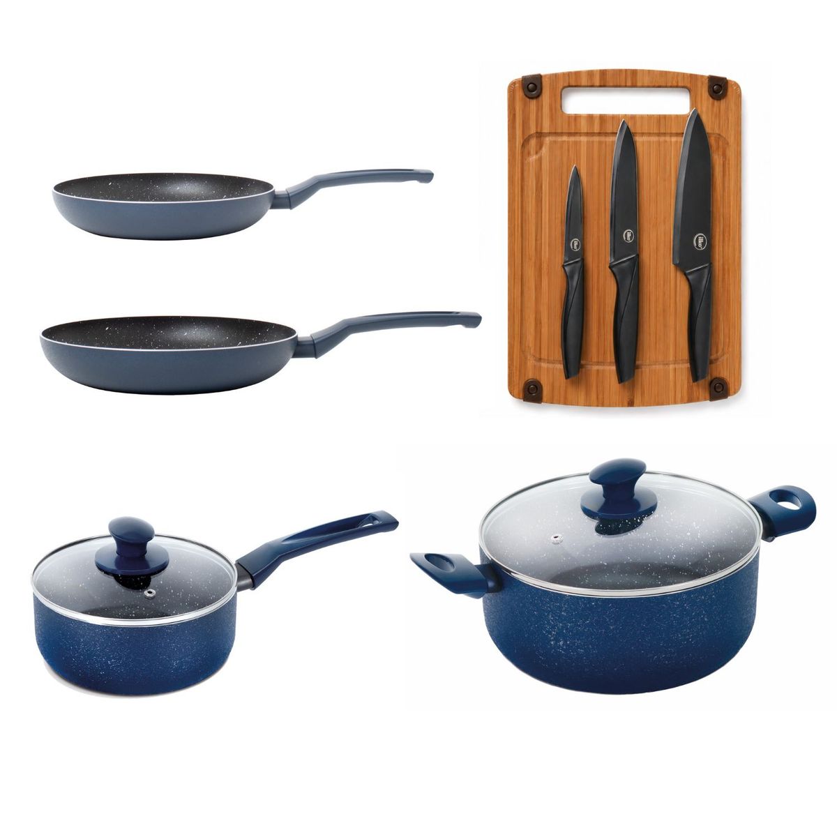 ILKO - Juego Ollas Cocina Ilko Granito Navy 10 piezas