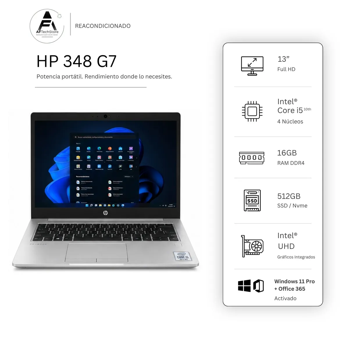 HP - Notebook HP 348 G7 I5 10th 16GB 512GB Intel Uhd– Edición Exclusiva –Win Office– Rea