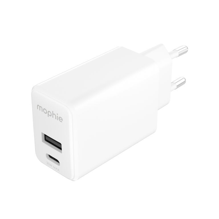 Cargador de Pared mophie essentials de 30W PD USB-C y USB-A