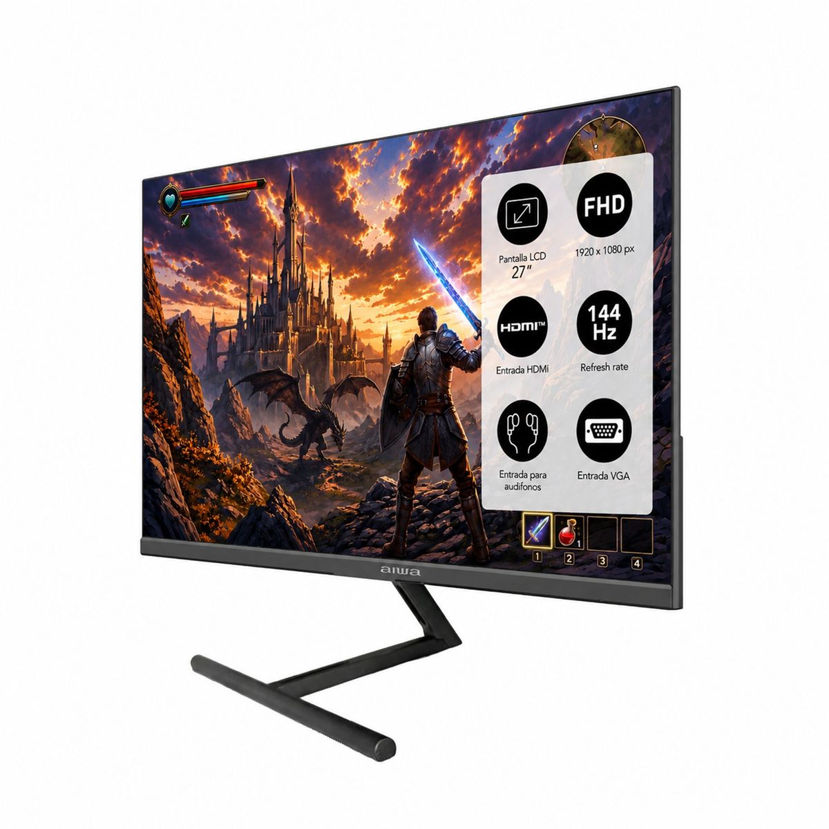 AIWA - Monitor Gamer Aiwa 144hz Pantalla Lcd 27 Fhd Aw-mk27
