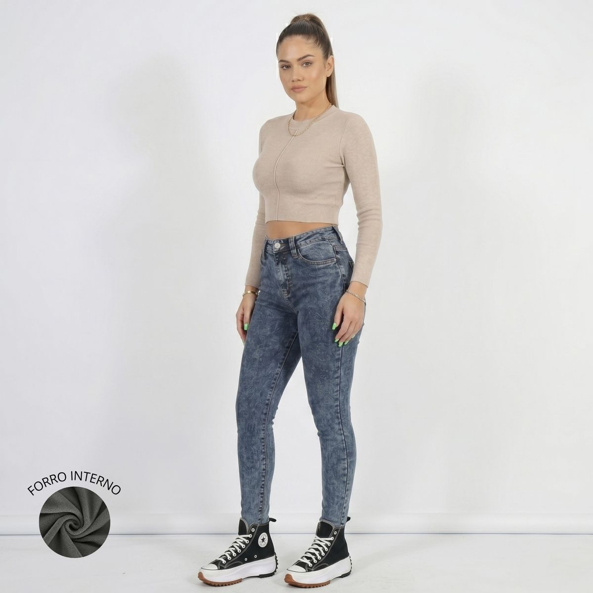 D'JOE - Jeans Pantalon Skinny Forro Polar Mujer