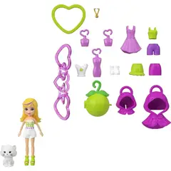 POLLY POCKET - Set de Juego muñeca Rubia 15 piezas creacion de llaveros