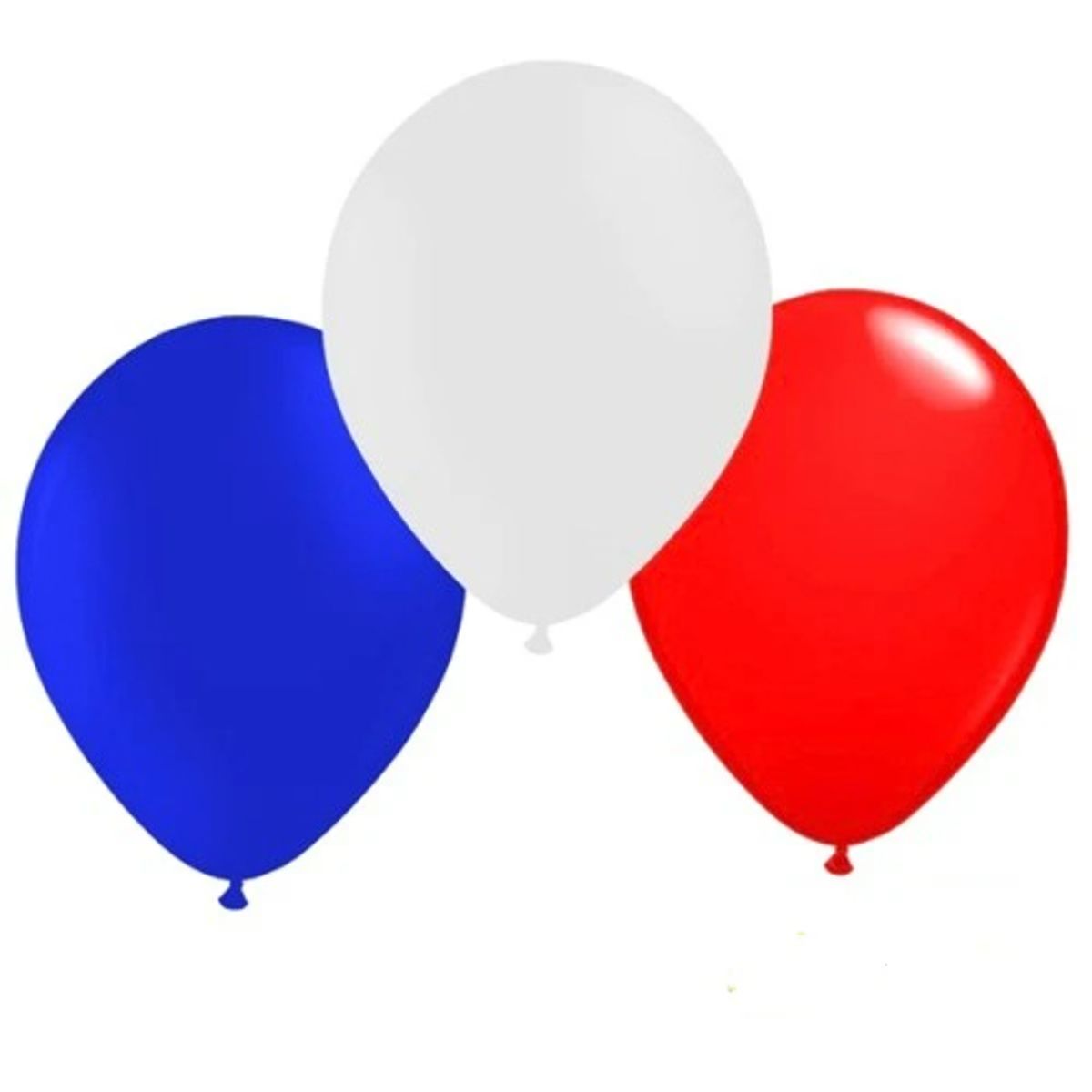 GENERICO - Pack de 25 Globos de Látex Tricolor (Blanco, Azul, Rojo)