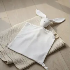 HAOKIDS - Tuto apego Bebé conejo en tela algodón moleton 35 cm argolla madera natural Confección Nacional