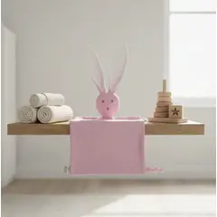 HAOKIDS - Tuto rosa de apego Bebé conejo algodón tela moleton 35 cm argolla madera natural Confección Nacional