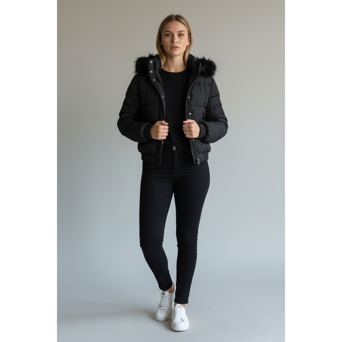 BLUE MOUNTAIN - Chaqueta Puffa De Mujer Impermeable Con Piel