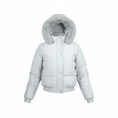 BLUE MOUNTAIN - Chaqueta Puffa De Mujer Gris Impermeable Con Piel