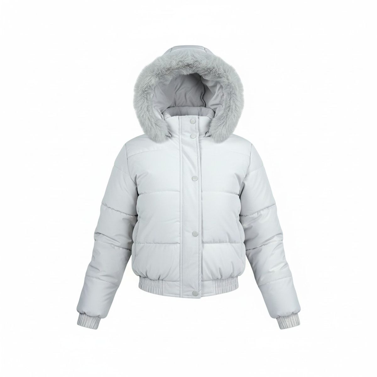 BLUE MOUNTAIN - Chaqueta Puffa De Mujer Gris Impermeable Con Piel