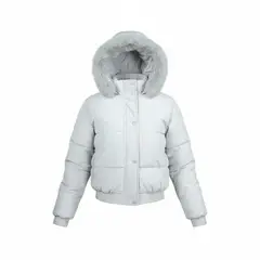 BLUE MOUNTAIN - Chaqueta Puffa De Mujer Gris Impermeable Con Piel