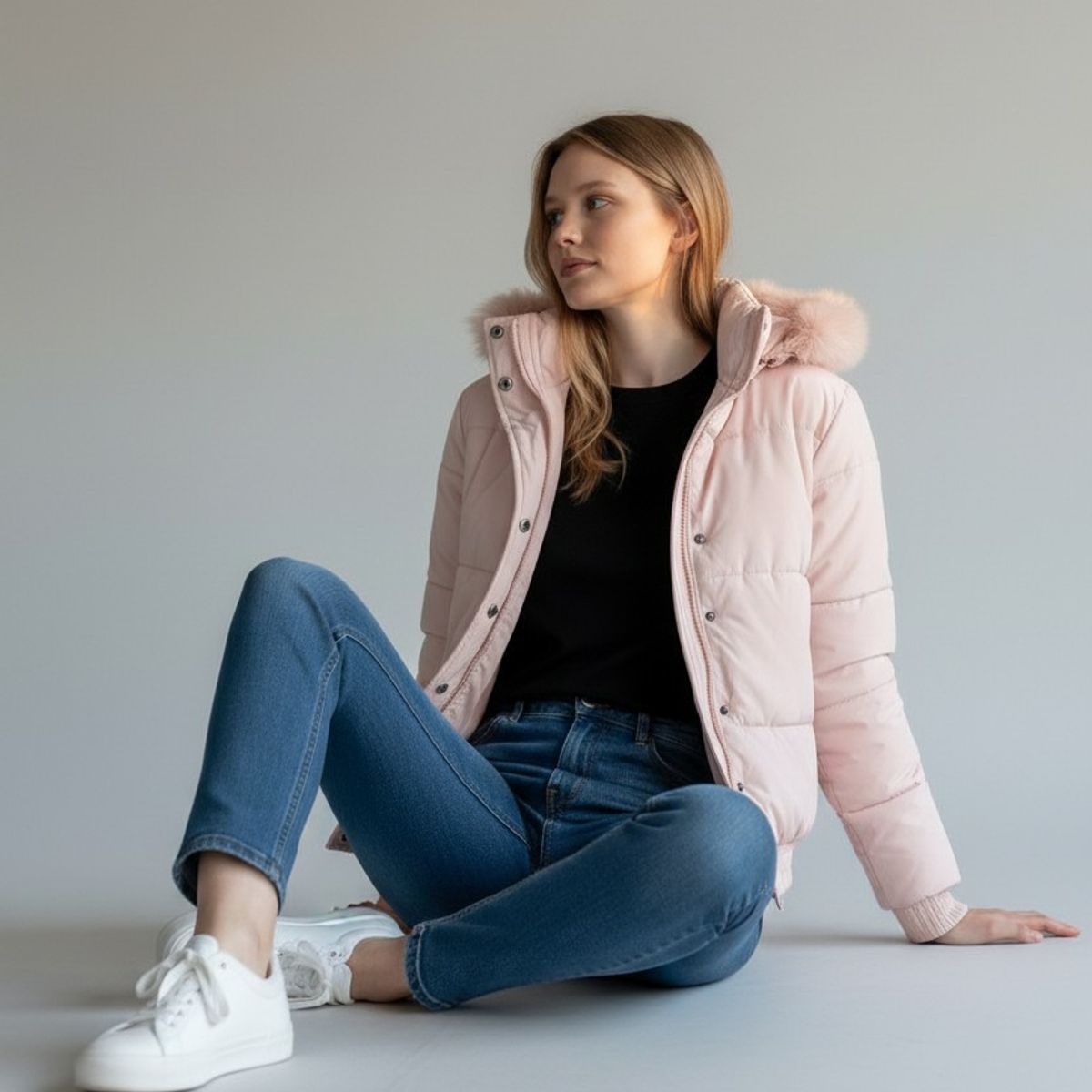 BLUE MOUNTAIN - Chaqueta Puffa De Mujer Rosado Impermeable Con Piel