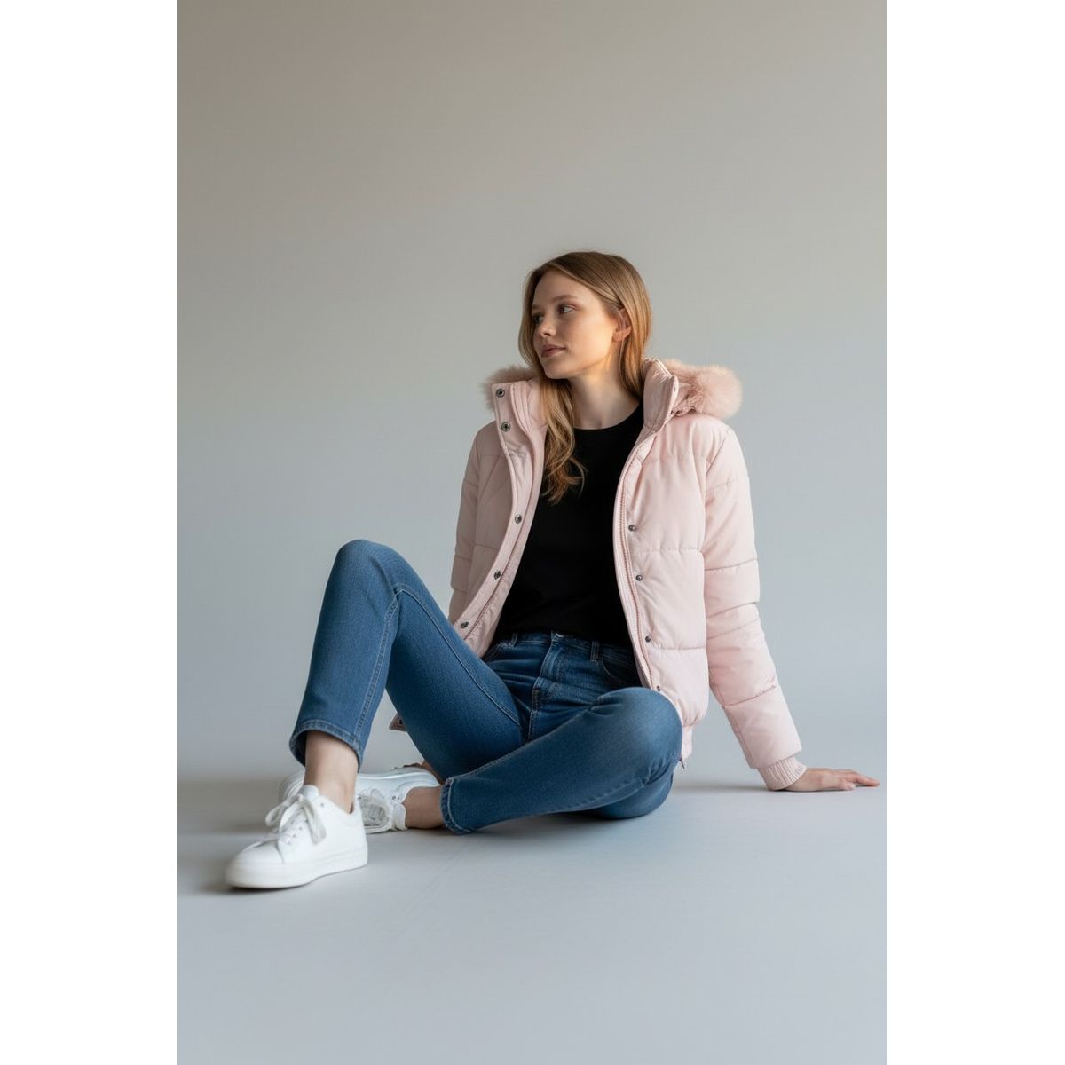 BLUE MOUNTAIN - Chaqueta Puffa De Mujer Rosado Impermeable Con Piel