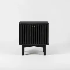 ARCA MUEBLES - Velador Moderno de Madera de Roble con Puertas de Palillería 70Altox40Fondox55Largo