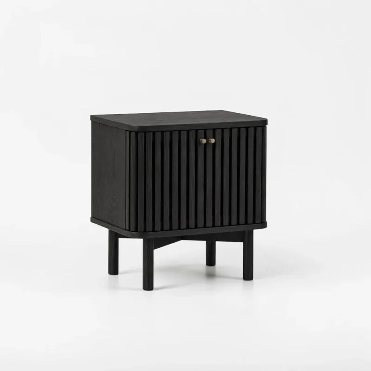 ARCA MUEBLES - Velador Moderno de Madera de Roble con Puertas de Palillería 70Altox40Fondox55Largo