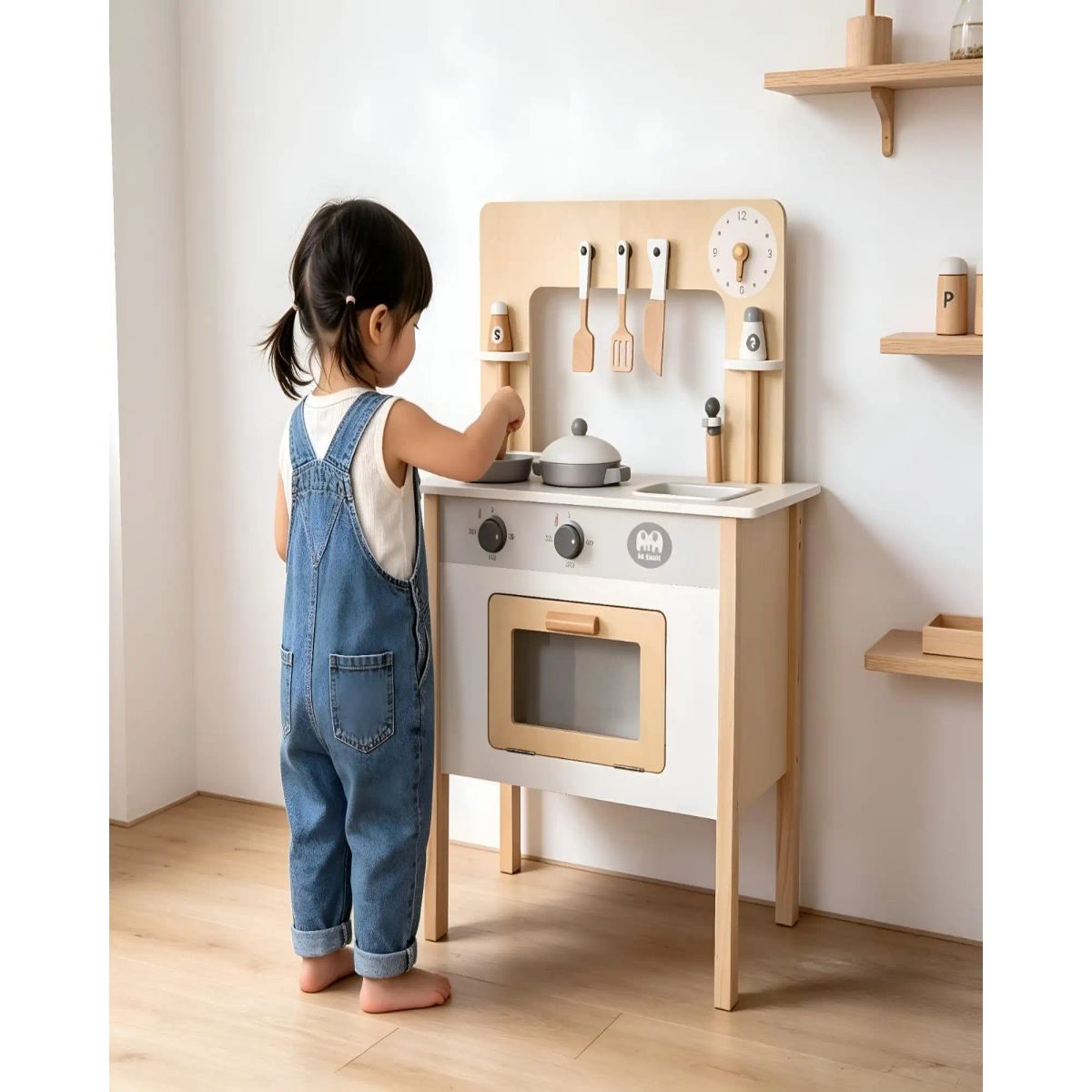 GENERICO - Cocina de Juguete Madera con Set de Ollas Utensilios y Accesorios