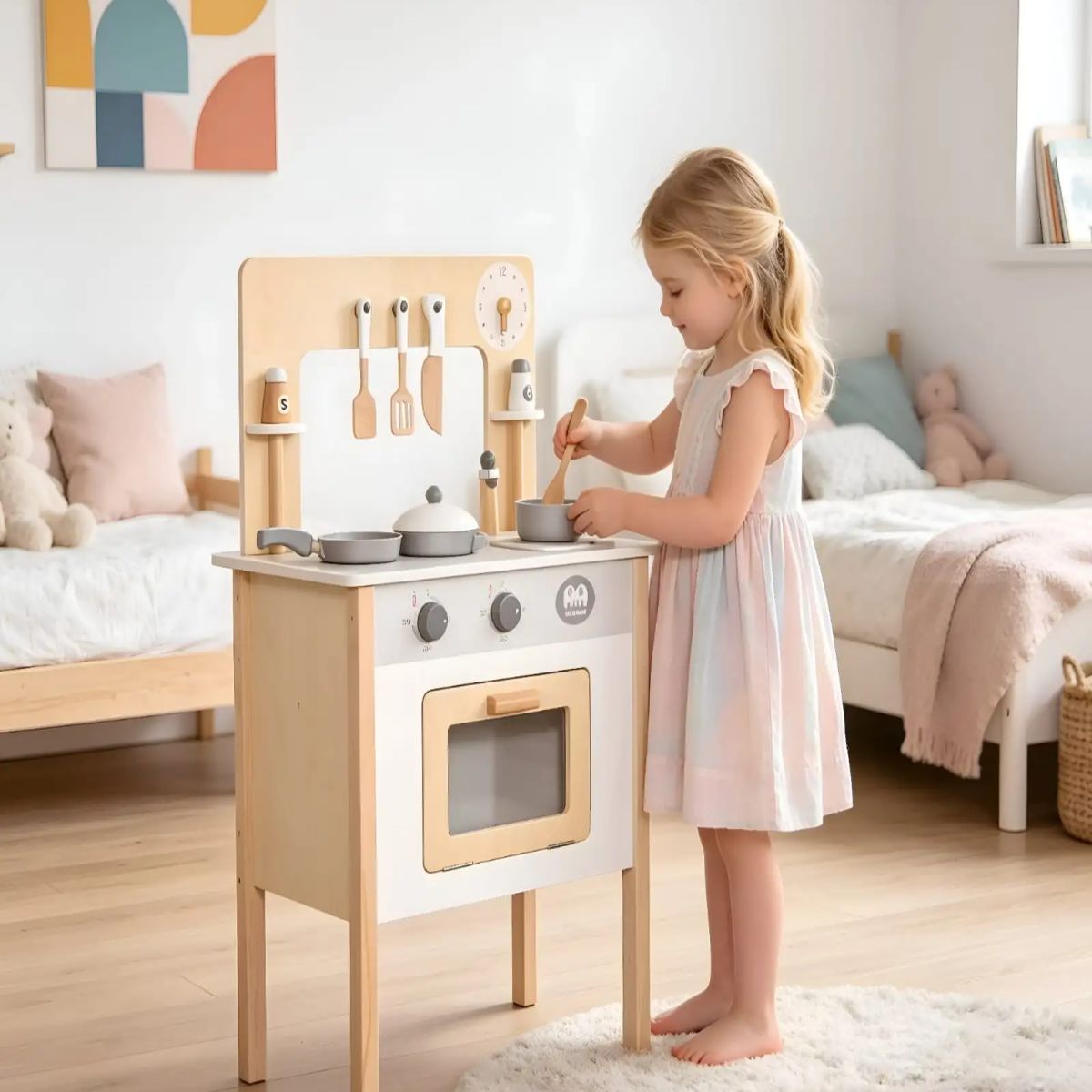 GENERICO - Cocina de Juguete Madera con Set de Ollas Utensilios y Accesorios