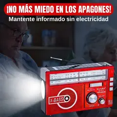 MOVI - Radio AM FM, Con Panel Solar, Linterna, a Pilas y Recargable