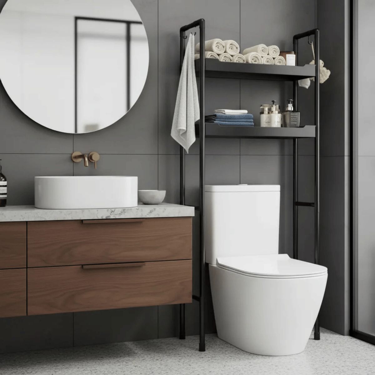 YEP S - Estante Mueble Organizador De Baño 2 Niveles Repisa - Negro