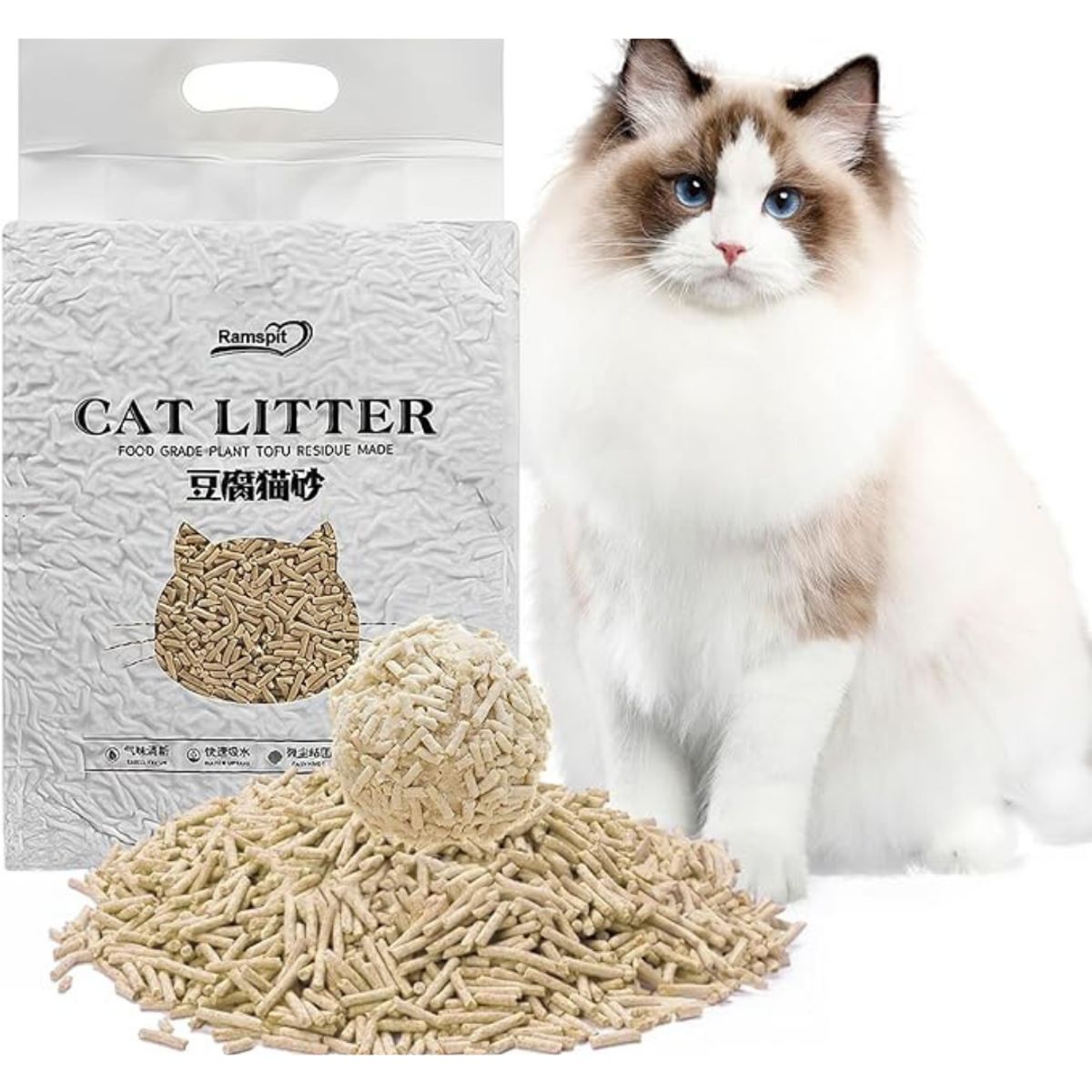 GENERICO - ARENA DE TOFU VEGETAL BIODEGRADABLE 6L 2.2KG PARA GATO BAMBU