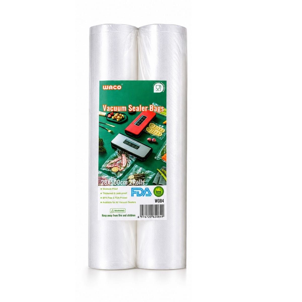 GENERICO - pack 2 rollos bolsas para sellado al vacío alimentos 28cm x 5mt