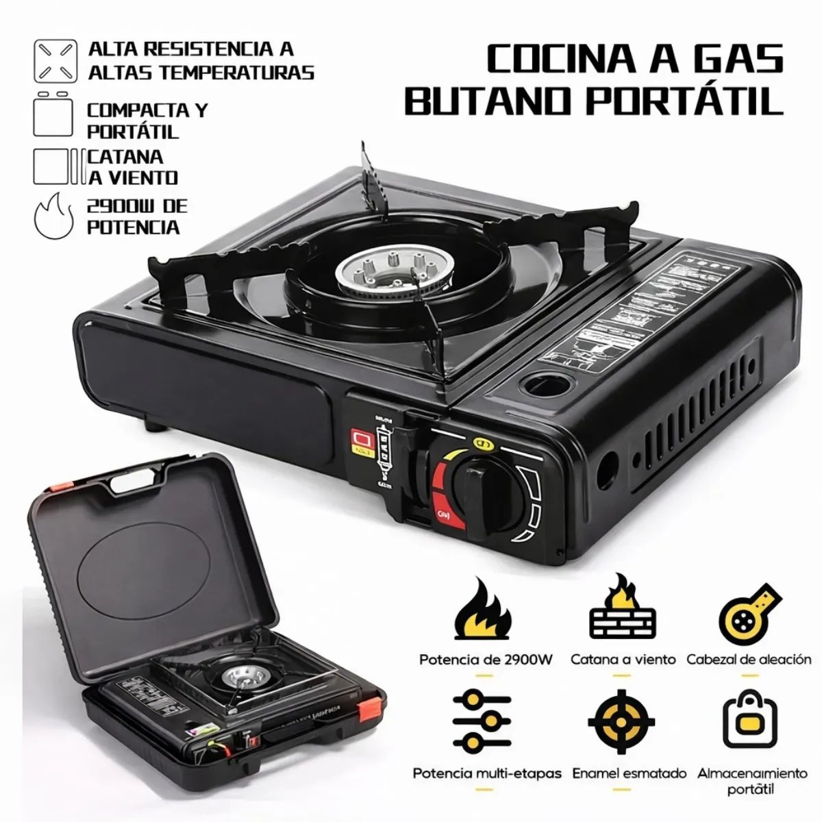 MOVI - Cocinilla de Camping Portátil con Maleta para Gas Butano