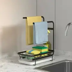 MP - Porta Esponja Multiusos Organizador de Lavaplatos Acero Al Carbono Color Negro