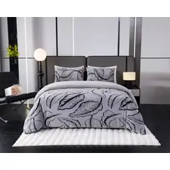 GENERICO - Cobertor de Invierno con Chiporro Texturizado Diseño Hojas 2 Plazas Gris