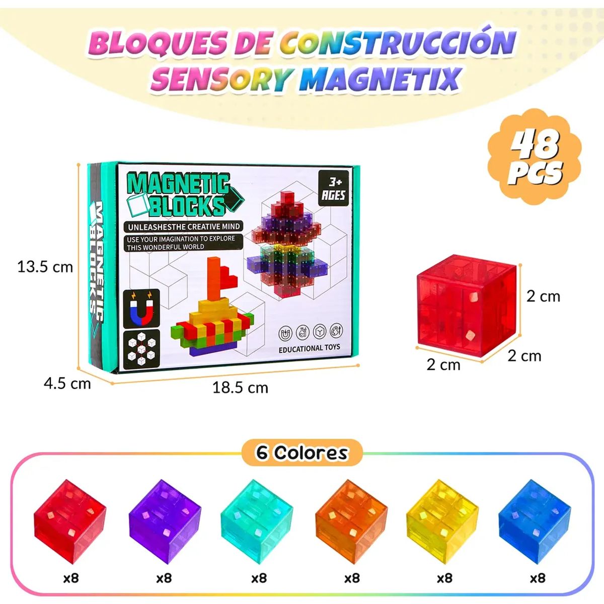 GENERICO - Juego De Bloques Construcción Magnéticos Juguetes Niños 96pc
