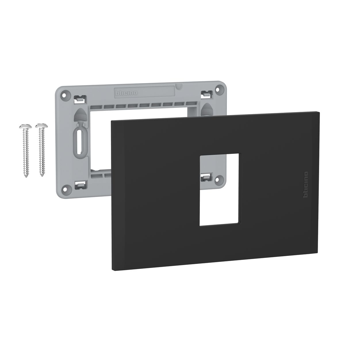 BTICINO - Placa 1 Puesto Black Con Soporte Nobile