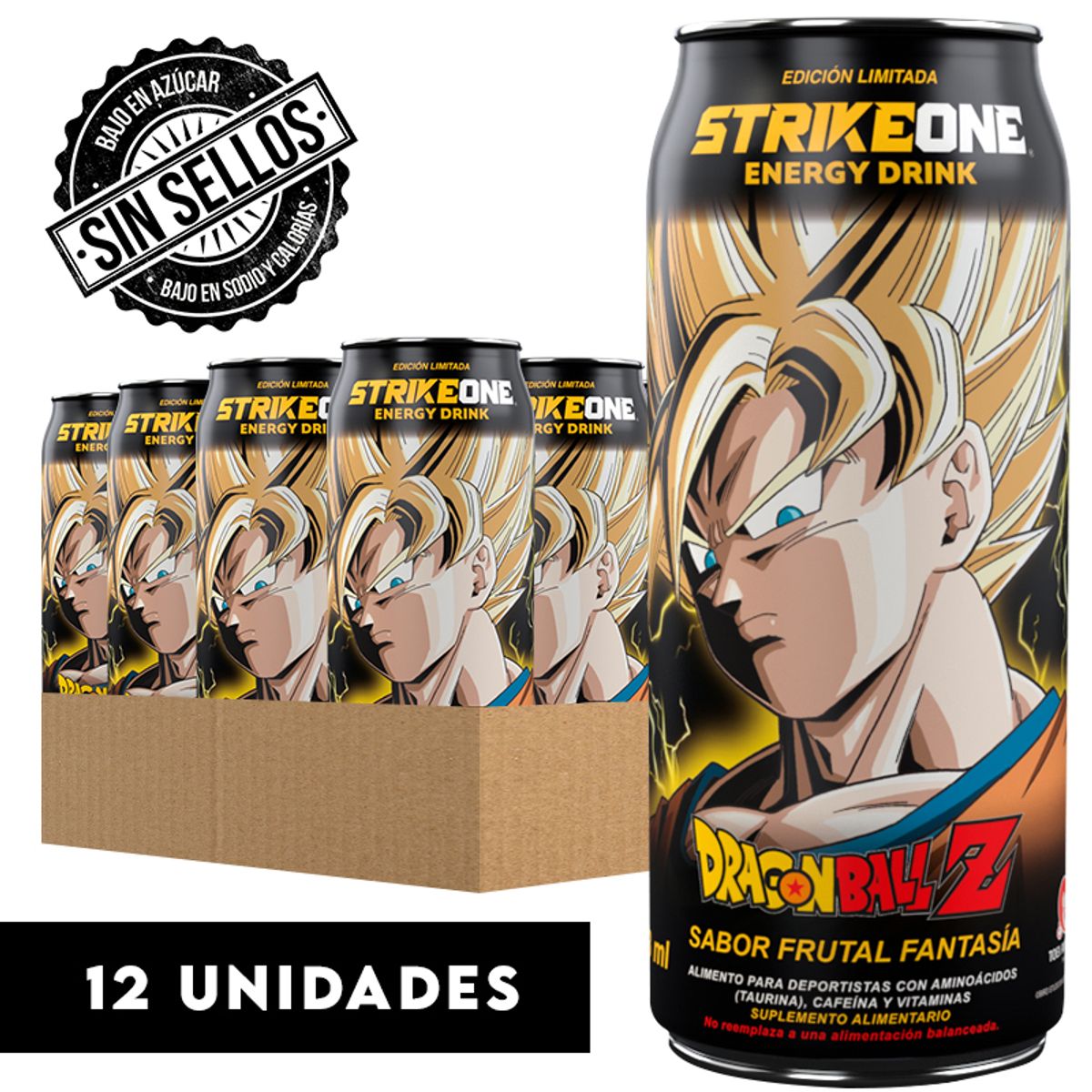 STRIKE ONE - Bebida Energética Dragon Ball Z GOKU - Frutal Fantasía 12u