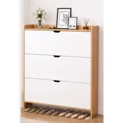 GENERICO - Zapatero Organizador Estante Zapato Hall Armario 115x100x17cm Blanco y Beige