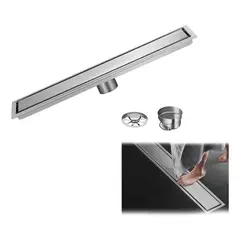KUANGYE - Baño Piso Drenaje De Ducha Coladera Anti-olor Y Oculto 10×80cm