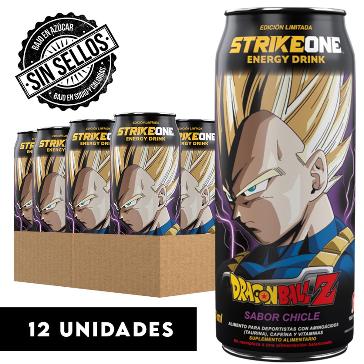 STRIKE ONE - Bebida Energética StrikeOne Dragon Ball  Z Vegeta - Chicle 12u