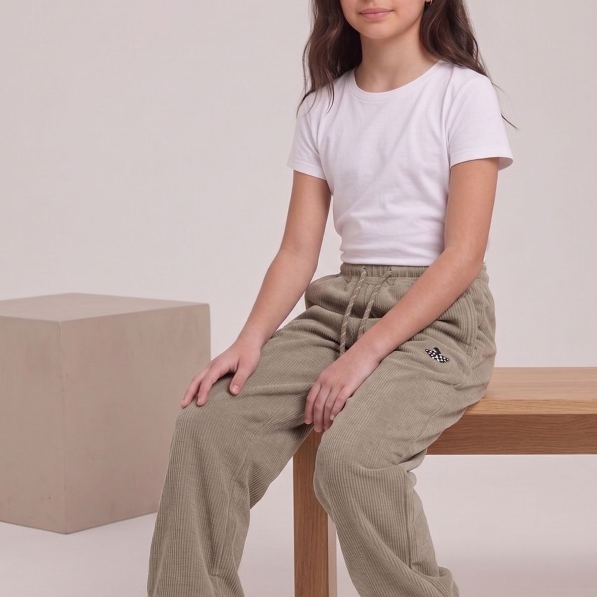 KIBOU - Pantalón Buzo Cotelé Niña Jogger Cordero Invierno Con Elástico