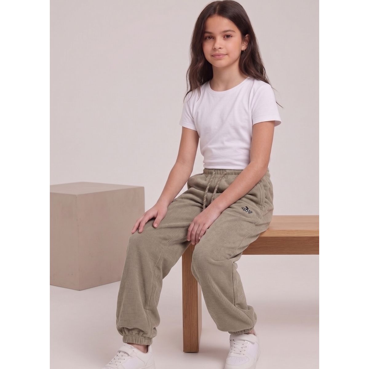 KIBOU - Pantalón Buzo Cotelé Niña Jogger Cordero Invierno Con Elástico