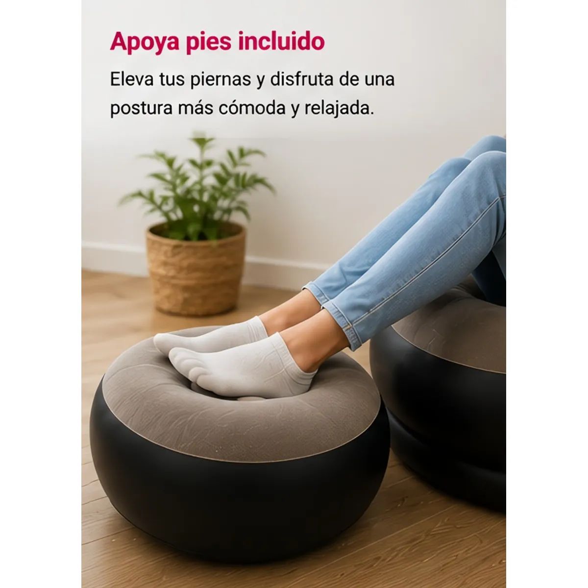 GENERICO - Sillón Inflable Con Apoya Pies Ergonómico Portátil Y Cómodo
