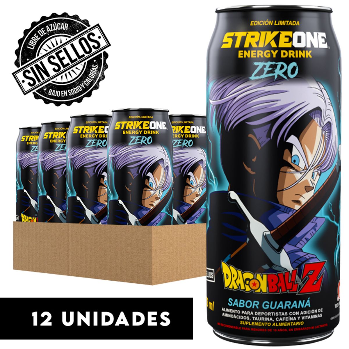 STRIKE ONE - Bebidas Energeticas Strikeone Dragon Ball Z Trunks - Guarana Zero 12u