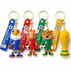 GENERICO - Pack 4 llaveros coleccionables mascota de futbol 2026 goma
