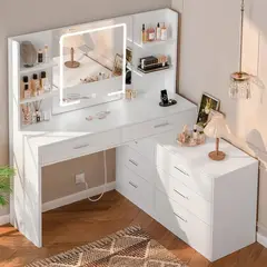 GENERICO - Set de Tocador Mesa de Maquillaje Espacio de Almacenamiento Extra Grande Blanco