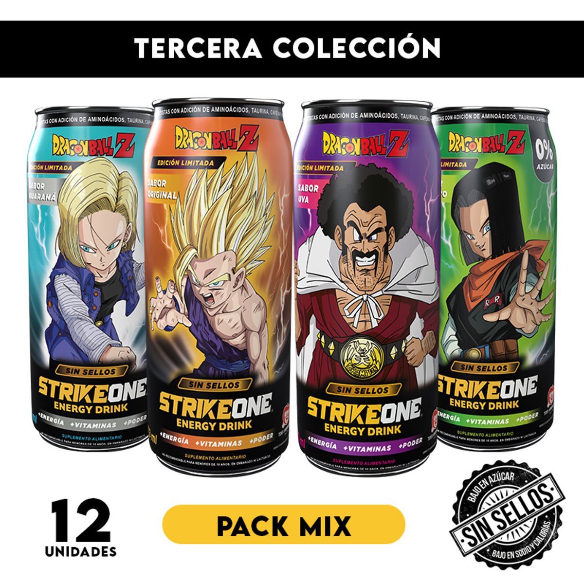 STRIKE ONE - Bebida Energética StrikeOne Dragon Ball Z Mix Pack 12u Edicion 3