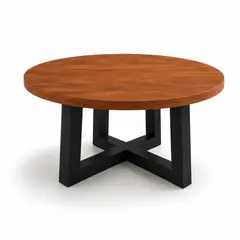 GENERICO - Mesa de Centro Redonda Rauli macizo Base Madera